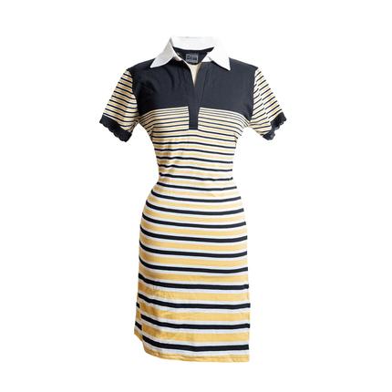 Adult Black & Gold Striped Polo Dress - Mardi Gras Apparel - Black & Gold, Ladies, - Dress