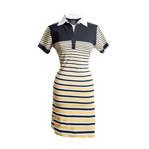 Adult Black & Gold Striped Polo Dress - Mardi Gras Apparel - Black & Gold, Ladies, - Dress
