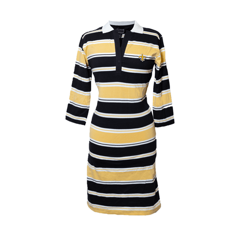 Adult Black & Gold Striped Polo Dress - Mardi Gras Apparel - Black & Gold, Dress, Ladies - Dress