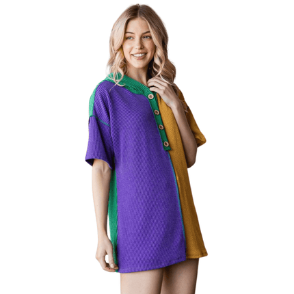 Adult Mardi Gras Urban Rib Color Block Hoodie - Mardi Gras Apparel - Adult, Hoodie, Ladies - Hoodie