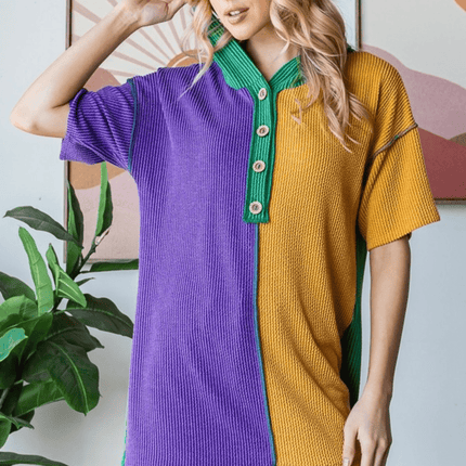 Adult Mardi Gras Urban Rib Color Block Hoodie - Mardi Gras Apparel - Adult, Hoodie, Ladies - Hoodie