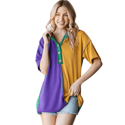 Adult Mardi Gras Urban Rib Color Block Hoodie - Mardi Gras Apparel - Adult, Hoodie, Ladies - Hoodie