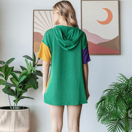 Adult Mardi Gras Urban Rib Color Block Hoodie - Mardi Gras Apparel - Adult, Hoodie, Ladies - Hoodie