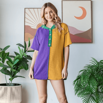 Adult Mardi Gras Urban Rib Color Block Hoodie - Mardi Gras Apparel - Adult, Hoodie, Ladies - Hoodie