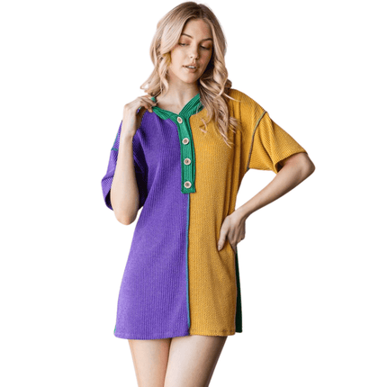 Adult Mardi Gras Urban Rib Color Block Hoodie - Mardi Gras Apparel - Adult, Hoodie, Ladies - Hoodie