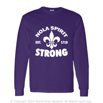 Adult NOLA Spirit Strong Long Sleeve T-Shirt - Mardi Gras Apparel - Adult, New Orleans, NOLA Spirit - Tee - Shirt