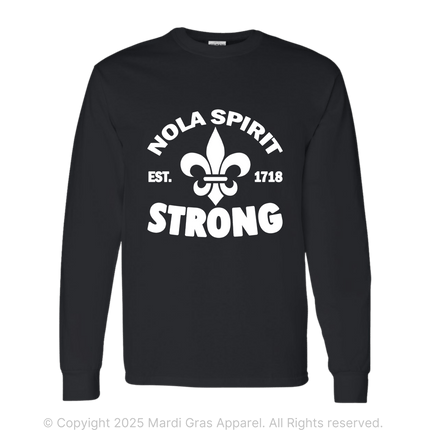 Adult NOLA Spirit Strong Long Sleeve T-Shirt - Mardi Gras Apparel - Adult, New Orleans, NOLA Spirit - Tee - Shirt