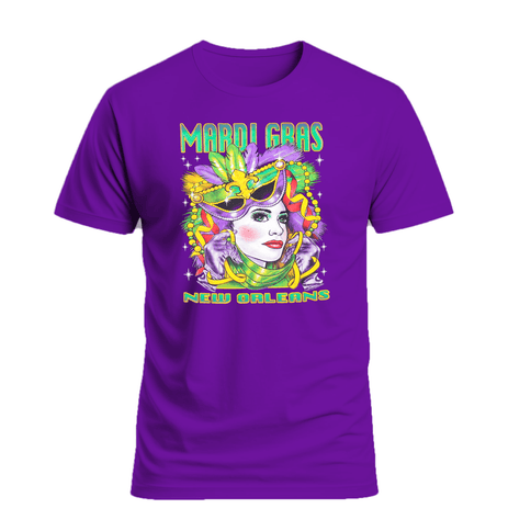 Adult Unisex Mardi Gras Masquerade New Orleans Jester - Mardi Gras Apparel - 100% Cotton, Adult, Adult Unisex - Tee - Shirt