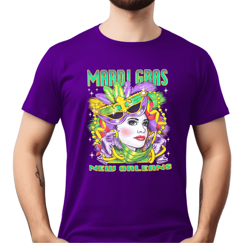 Adult Unisex Mardi Gras Masquerade New Orleans Jester - Mardi Gras Apparel - 100% Cotton, Adult, Adult Unisex - Tee - Shirt