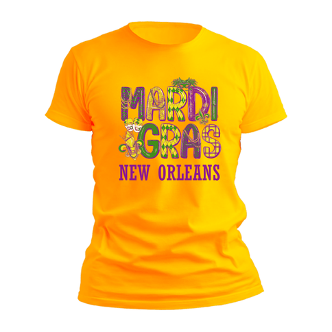 Adult Unisex Mardi Gras New Orleans Graphic T-Shirt - Mardi Gras Apparel - 100% Cotton, Adult, G5000 Chart - Tee - Shirt