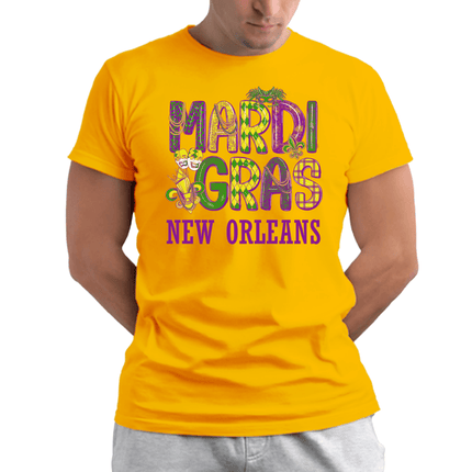 Adult Unisex Mardi Gras New Orleans Graphic T-Shirt - Mardi Gras Apparel - 100% Cotton, Adult, G5000 Chart - Tee - Shirt