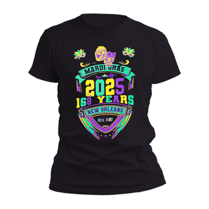 Adult Unisex Mardi Gras Vintage 2025 Tee - Shirt - Mardi Gras Apparel - 100% Cotton, 3 for 10, Adult - Tee - Shirt