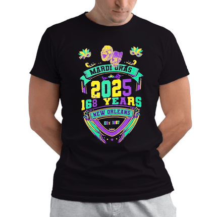 Adult Unisex Mardi Gras Vintage 2025 Tee - Shirt - Mardi Gras Apparel - 100% Cotton, 3 for 10, Adult - Tee - Shirt