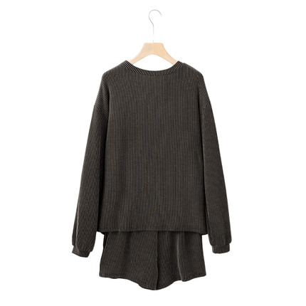 Carbon Grey Mardi Gras Fleur de Lis Patched Corded Two - Piece Set - Mardi Gras Apparel - Adult, Ladies, Long Sleeve - Outfit Sets