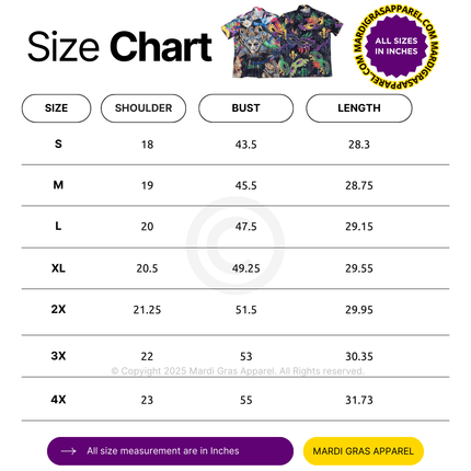 Carnival Faces Short Sleeve Button - Up Shirt - Mardi Gras Apparel - Adult, Buttons up, Front Design - Buttons - Up