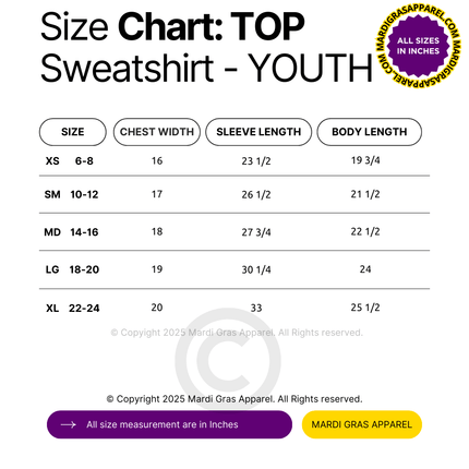 Kids NOLA Spirit Strong Sweatshirt - Mardi Gras Apparel - Kids, New Orleans, NOLA Spirit - Sweatshirt