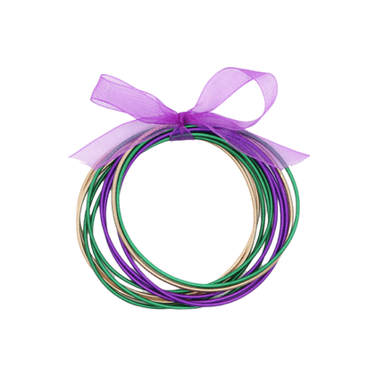 Mardi Gras Bangle Bracelet Set - Mardi Gras Apparel - Accessories, Adult, Hair Bow - Bracelets