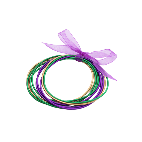 Mardi Gras Bangle Bracelet Set - Mardi Gras Apparel - Accessories, Adult, Hair Bow - Bracelets