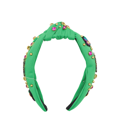 Mardi Gras Beaded Green Rhinestone Headband - Mardi Gras Apparel - Accessories, Headbands, Mardi Gras - Headband