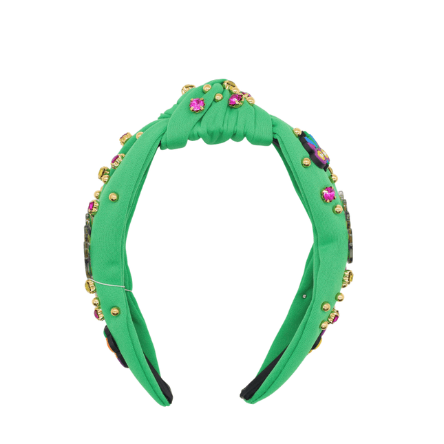 Mardi Gras Beaded Green Rhinestone Headband - Mardi Gras Apparel - Accessories, Headbands, Mardi Gras - Headband