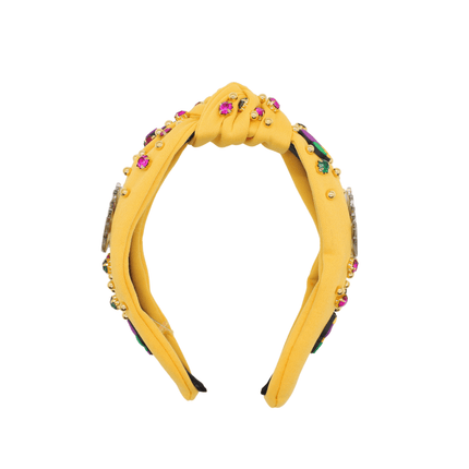 Mardi Gras Beaded Mask Gold Rhinestone Headband - Mardi Gras Apparel - Accessories, Headbands, Mardi Gras - Headband