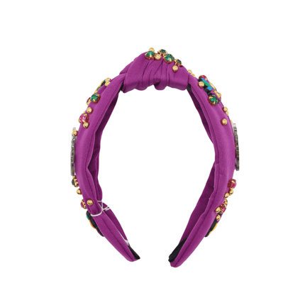 Mardi Gras Beaded Mask Purple Rhinestone Headband - Mardi Gras Apparel - Accessories, Headbands, Mardi Gras - Headband