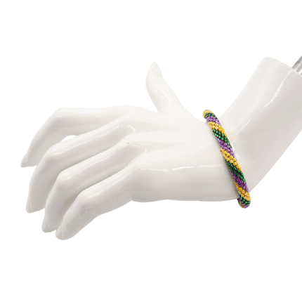 Mardi Gras Handwoven Beaded Bracelet - Mardi Gras Apparel - Accessories, Adult, Hair Bow - Bracelets