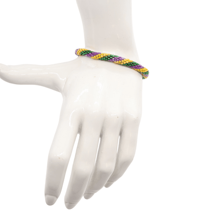 Mardi Gras Handwoven Beaded Bracelet - Mardi Gras Apparel - Accessories, Adult, Hair Bow - Bracelets
