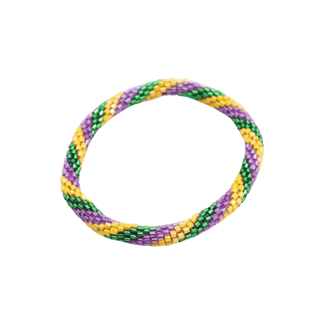 Mardi Gras Handwoven Beaded Bracelet - Mardi Gras Apparel - Accessories, Adult, Hair Bow - Bracelets