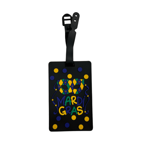 Mardi Gras Mask & Polka Dot Luggage Tag - Mardi Gras Apparel - Accessories, Mardi Gras, Unisex - Luggage Tag