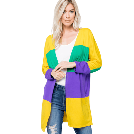 Mardi Gras Open Cardigan - Mardi Gras Apparel - Adult, Hoodie, Ladies - Cardigan