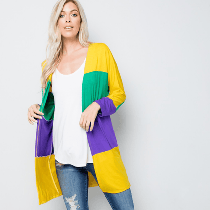 Mardi Gras Open Cardigan - Mardi Gras Apparel - Adult, Hoodie, Ladies - Cardigan