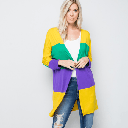 Mardi Gras Open Cardigan - Mardi Gras Apparel - Adult, Hoodie, Ladies - Cardigan