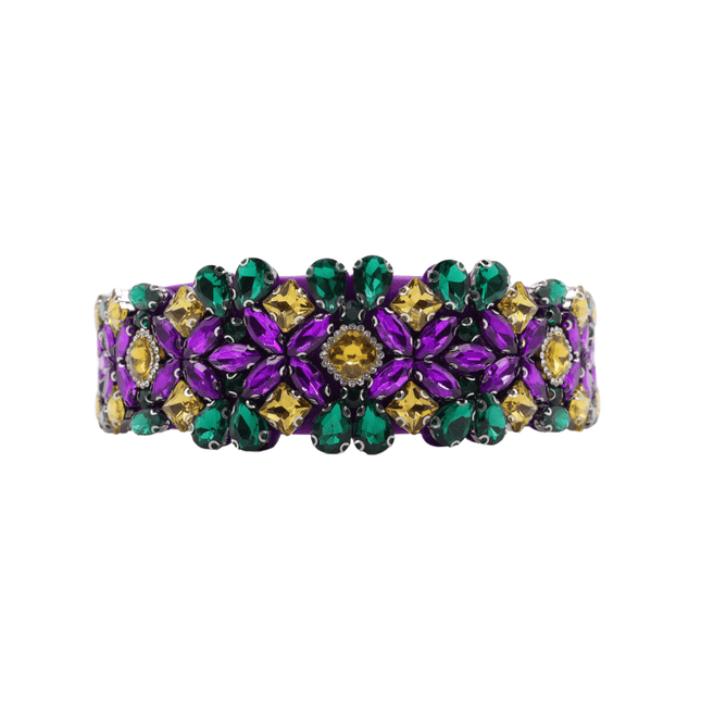 Mardi Gras Purple Floral Rhinestone Headband - Mardi Gras Apparel - Accessories, Headbands, Mardi Gras - Headband