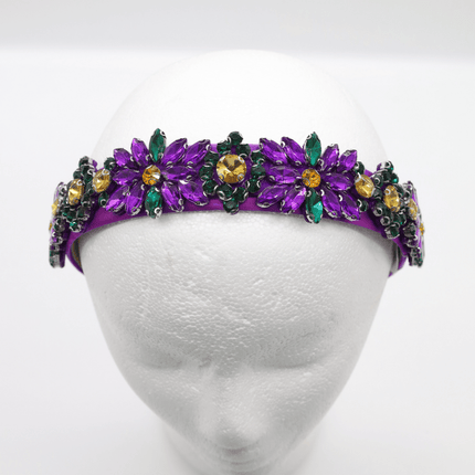 Mardi Gras Purple Floral Rhinestone Headband - Mardi Gras Apparel - Accessories, Headbands, Mardi Gras - Headband