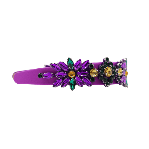 Mardi Gras Purple Floral Rhinestone Headband - Mardi Gras Apparel - Accessories, Headbands, Mardi Gras - Headband