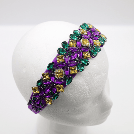 Mardi Gras Purple Floral Rhinestone Headband - Mardi Gras Apparel - Accessories, Headbands, Mardi Gras - Headband