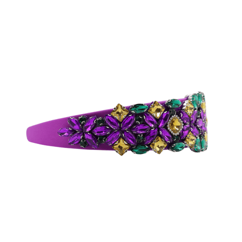 Mardi Gras Purple Floral Rhinestone Headband - Mardi Gras Apparel - Accessories, Headbands, Mardi Gras - Headband