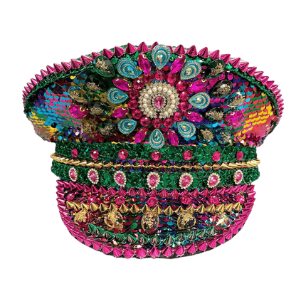 Mardi Gras Regal Sequin Captain Hat - Mardi Gras Apparel - Accessories, Adult, Hats - Hats