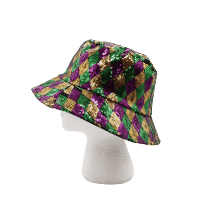 Mardi Gras Sequin Bucket Hat - Mardi Gras Apparel - Accessories, Adult, beanie - Hats