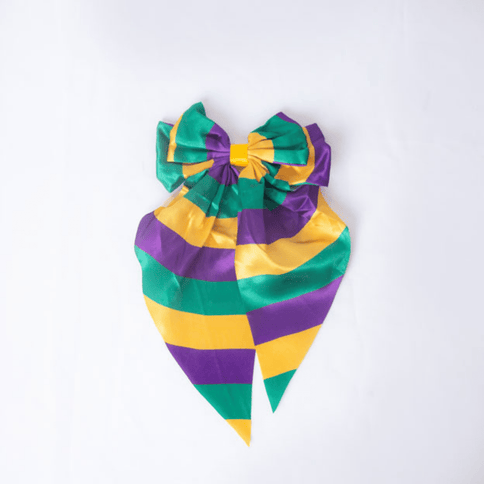 Mardi Gras Striped Hair Bow - Mardi Gras Apparel - Accessories, Adult, Hair Bow - Hair Bow