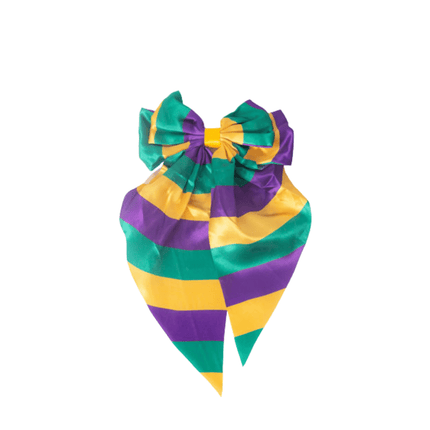 Mardi Gras Striped Hair Bow - Mardi Gras Apparel - Accessories, Adult, Hair Bow - Hair Bow