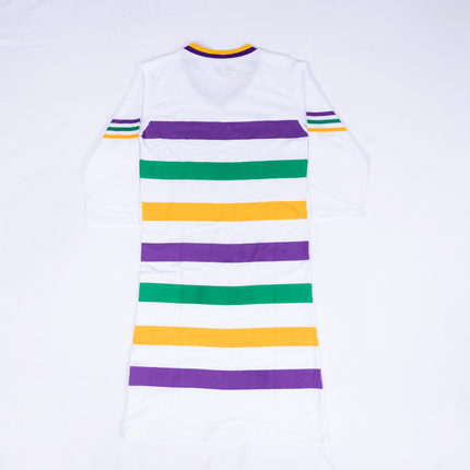 Mardi Gras Striped V - Neck Panel Dress - Mardi Gras Apparel - Adult, Collared, Dress - Dress