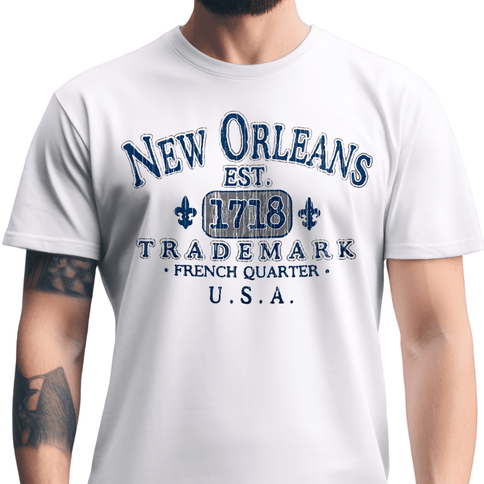 New Orleans 1718 Vintage Trademark T-Shirt Unisex - Mardi Gras Apparel - new orleans tshirt, Short Sleeve, - Tee - Shirt