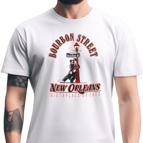 New Orleans Bourbon Street Birthplace of Jazz Graphic T-Shirt Unisex - Mardi Gras Apparel - new orleans tshirt, Short Sleeve, - Tee - Shirt