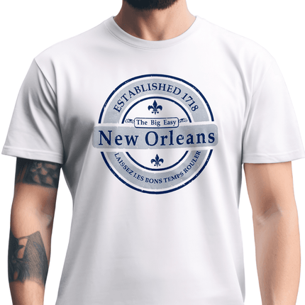 New Orleans Established 1718 Vintage Emblem T-Shirt Unisex - Mardi Gras Apparel - new orleans tshirt, Short Sleeve, - Tee - Shirt