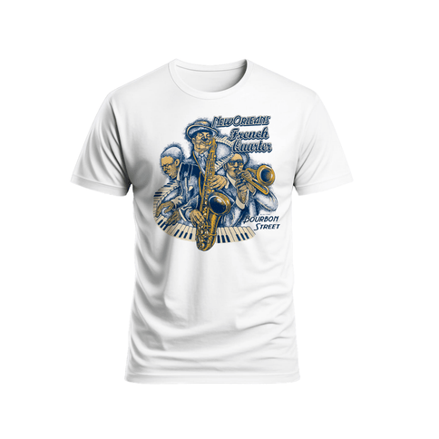 New Orleans French Quarter Jazz Band Graphic T-Shirt Unisex - Mardi Gras Apparel - new orleans tshirt, Short Sleeve, - Tee - Shirt