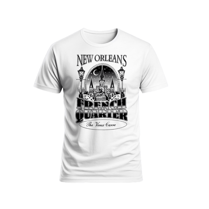 New Orleans French Quarter The Vieux Carré Night Scene T-Shirt Unisex - Mardi Gras Apparel - new orleans tshirt, Short Sleeve, - Tee - Shirt