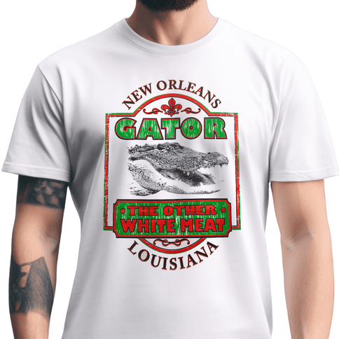 New Orleans Gator The Other White Meat Louisiana T-Shirt Unisex - Mardi Gras Apparel - new orleans tshirt, Short Sleeve, - Tee - Shirt