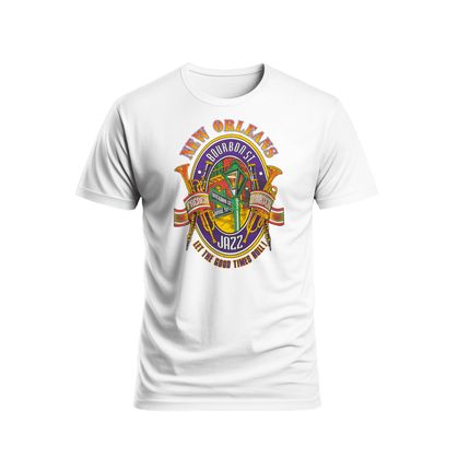 New Orleans Jazz Bourbon Street Graphic T-Shirt Unisex - Mardi Gras Apparel - new orleans tshirt, Short Sleeve, - Tee - Shirt